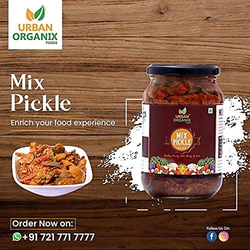 URBAN ORGANIX FOODS Homemade Mixed Pickle Achaar Mixed Vegetable Mango Lime Green Chilli Carrot Ginger Pickle 400 Gram - View 6 of 7
