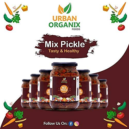 URBAN ORGANIX FOODS Homemade Mixed Pickle Achaar Mixed Vegetable Mango Lime Green Chilli Carrot Ginger Pickle 400 Gram - View 7 of 7