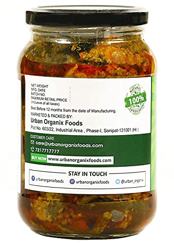 URBAN ORGANIX FOODS Homemade Punjabi Mango Pickle Handcrafted with Zero Preservatives No Artificial Colors and Flavors Gluten-Free Achaar 400 Grams - View 2 of 4