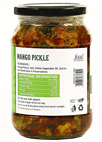 URBAN ORGANIX FOODS Homemade Punjabi Mango Pickle Handcrafted with Zero Preservatives No Artificial Colors and Flavors Gluten-Free Achaar 400 Grams - View 3 of 4