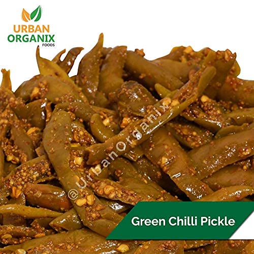 URBAN ORGANIX FOODS Homemade Organic Hot Green Chilli Pickle 400gm Hari Mirch ka Masaledar Achaar - View 5 of 6