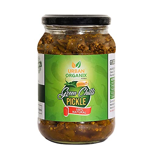 URBAN ORGANIX FOODS Homemade Organic Hot Green Chilli Pickle 400gm Hari Mirch ka Masaledar Achaar - View 6 of 6