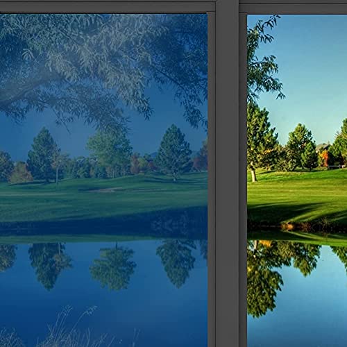 WISDOM Blue Window Film Privacy Window Heat Control Film Glass Films Self-Adhesive Window Dark Blue &amp; Tint for Home and Office Size : (20 x 120 inch) - View 3 of 7