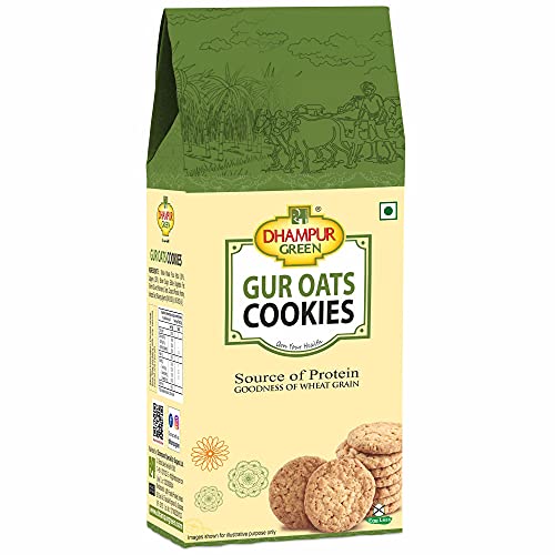 Dhampurgreen Jaggery Gur Oats Cookies Biscuit, 200G | Gur Gud Bakery Cookies Biscuit, Healthy Snacks(FROM INDIA)JEZ - View 2 of 7