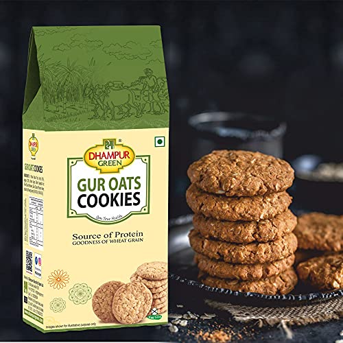 Dhampurgreen Jaggery Gur Oats Cookies Biscuit, 200G | Gur Gud Bakery Cookies Biscuit, Healthy Snacks(FROM INDIA)JEZ - View 5 of 7