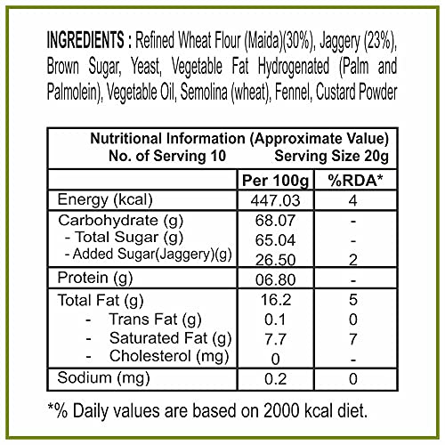 Dhampurgreen Gur Saunf Milk Rusk Pure Gur Bakery Rusk, Healthy Snacks With Low Sugar, 800Grams(4 X 200G) - View 2 of 4