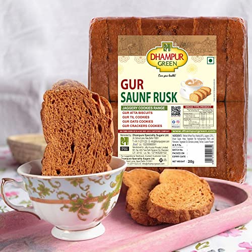 Dhampurgreen Gur Saunf Milk Rusk Pure Gur Bakery Rusk, Healthy Snacks With Low Sugar, 800Grams(4 X 200G) - View 4 of 4