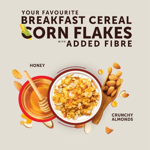 Bagrrys Corn Flakes Plus 750g, Almond and Honey, With Fibre Power| California Almonds, Raw Honey, Golden Corn, Wheat Fibre| High Fibre Breakfast Cereal| Naturally Cholesterol Free Cornflakes (FROM INDIA)SAB - View 4 of 7