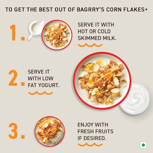 Bagrrys Corn Flakes Plus 750g, Almond and Honey, With Fibre Power| California Almonds, Raw Honey, Golden Corn, Wheat Fibre| High Fibre Breakfast Cereal| Naturally Cholesterol Free Cornflakes (FROM INDIA)SAB - View 5 of 7