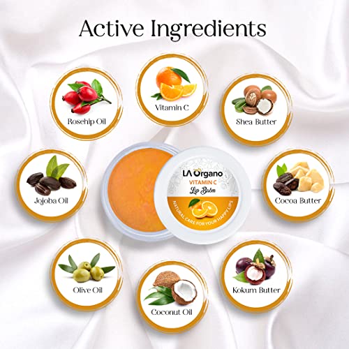 LA Organo Vitamin C &amp; Rose Natural Lip Balm | Non Sticky | Protects &amp; Nourishes Dry Chapped Lips (Pack of 2) 20g (FROM INDIA)SAB - View 2 of 7
