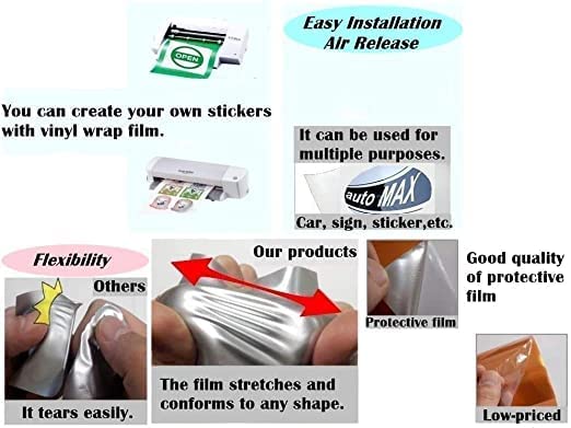 WISDOM Gold Metallic Adhesive Vinyl Wrap Vinyl Sheet Car Wrap Film Self Adhesive Car and Motorcycle Sticker Decal, DIY Decoraton (12x62, Gold Metallic) - View 6 of 6