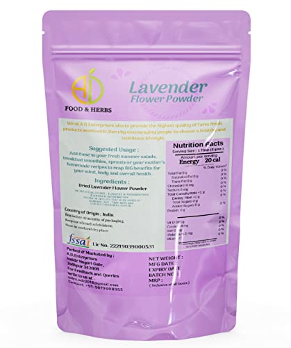 A D Food &amp; Herbs Organic Lavender Flower Powder Aromatic Edible for Homemade Lattes, Tea Blends, Bath Salts, Gifts, Crafts (20 Gms) (FROM INDIA)SAB - View 5 of 5