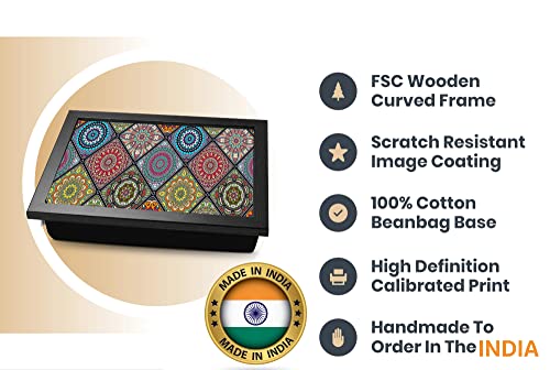 Decor Production Portable Wooden Frame Printed Laptray, Lapboard, Laptop Table Desk with Cushion Bottom for Writing, Eating, Studying(laptray-pt2-05) - View 3 of 4