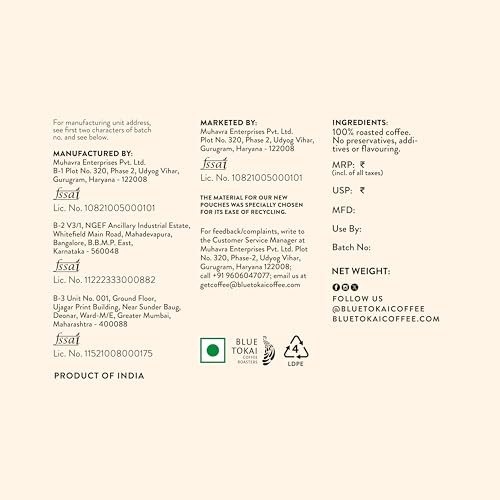Blue Tokai Coffee Roasters Baarbara Estate - Medium Dark Roast ...
