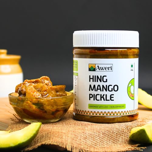 Aweri Hing Mango Pickle (400g): Bold Flavours | 100% Natural Spicy Tangy Homemade Taste | Good for Digestion | Made with Cold Pressed Mustard Oil | Hygienic Preparation &amp; Packing | Hing Aam Ka Achar - View 4 of 6