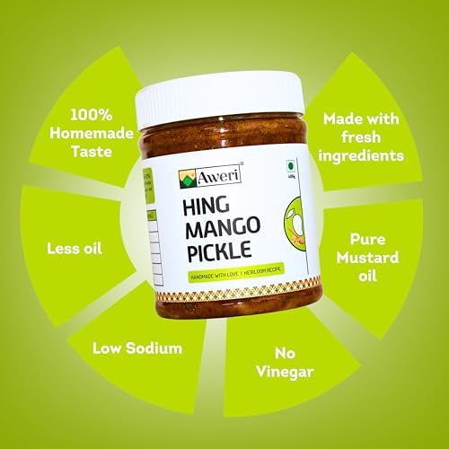 Aweri Hing Mango Pickle (400g): Bold Flavours | 100% Natural Spicy Tangy Homemade Taste | Good for Digestion | Made with Cold Pressed Mustard Oil | Hygienic Preparation &amp; Packing | Hing Aam Ka Achar - View 5 of 6