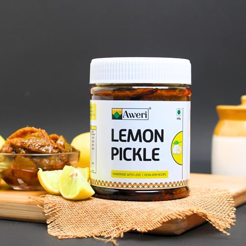 Aweri Lemon Pickle (400g): Zesty Blast of Sour &amp; Spicy Flavours | 100% Natural Homemade Taste | Aids Digestion | Made with Cold Pressed Mustard Oil | Hygienic Preparation &amp; Packing | Nimbu Ka Achaar - View 3 of 6