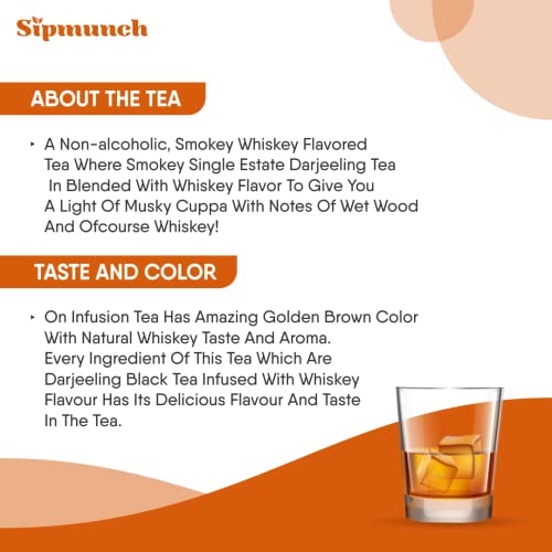 Sipmunch Premium Bourbon Whiskey Tea| Premium Grade Darjeeling Tea &amp; Bourbon Whiskey Infused Flavour whiskey tea - 15 grams (FROM INDIA)SAB - View 3 of 5