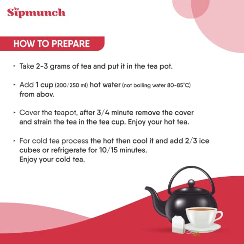 Sipmunch Premium Hibiscus Lemongrass Tea| Premium Grade Hibiscus Flower, Lemon Grass, Liquorice Herbal Tea - 15 grams (FROM INDIA)SAB - View 4 of 5