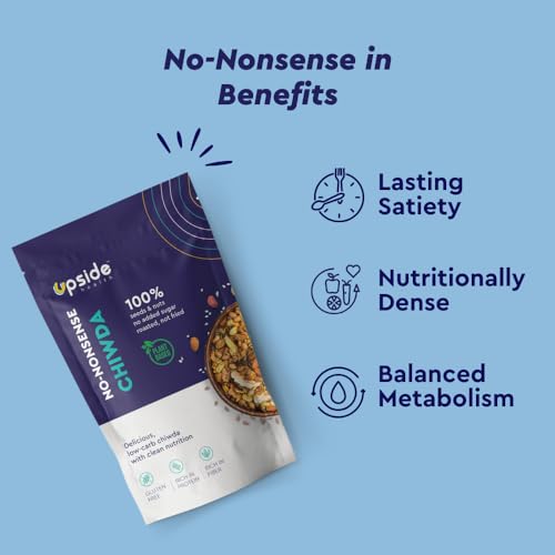 Upside Health No-Nonsense Chiwda (100g) - 100% Seeds &amp; Nuts | Keto Friendly, Vegan, Diet Namkeen, Gluten-Free | All-Natural, High-Fiber &amp; Protein Snack | Low Carb with No Added Sugar or Preservatives (FROM INDIA)SAB - View 5 of 7