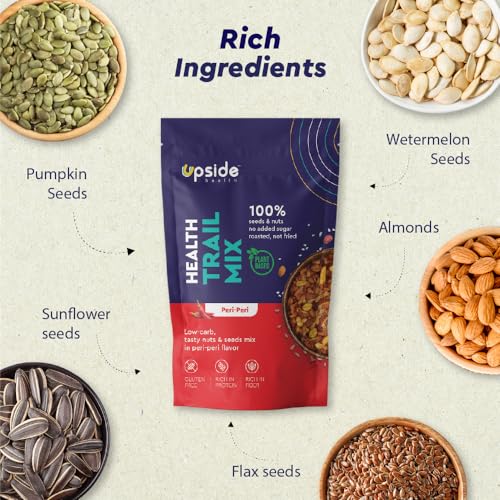 Upside Health Peri Peri Trail Mix (Pack of 1, 100g) | 100% Seeds &amp; Nuts | Diabetes Friendly - Vegan - Gluten Free - All Natural (FROM INDIA)SAB - View 3 of 7