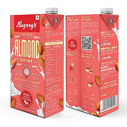 Bagrrys Plant Based Almond Drink, Unsweetned 1l | Vegan | Gluten Free| Dairy free | No Added Sugar| Plant based milk | No Preservatives (FROM INDIA)SAB - View 4 of 6