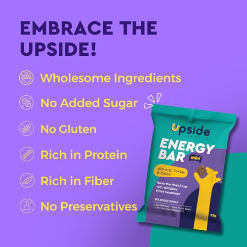 Upside Health Millet Energy Bar Bites (Pack Of 5, 125 Gram) - Almond, Dates, Cranberries &amp; Foxtail - No Added Sugar - Gluten Free - Plant Based Bar For Vegan (FROM INDIA)SAB - View 4 of 7