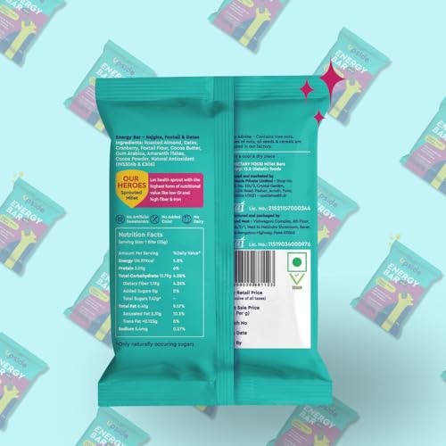 Upside Health Millet Energy Bar Bites (Pack of 5, 125g) - Almonds, Rajgira, Dates &amp; Foxtail - No Added Sugar - Gluten Free - Plant Based Bar for Vegan  (FROM INDIA)SAB - View 3 of 7