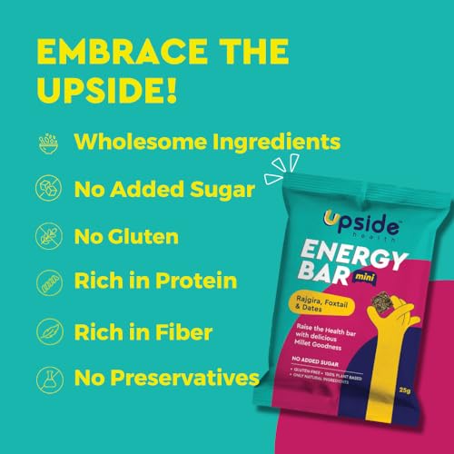Upside Health Millet Energy Bar Bites (Pack of 5, 125g) - Almonds, Rajgira, Dates &amp; Foxtail - No Added Sugar - Gluten Free - Plant Based Bar for Vegan  (FROM INDIA)SAB - View 5 of 7