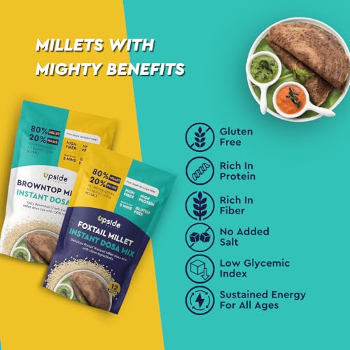 Upside Health Millet Instant Dosa Mix-Sprouted Millet (Pack of 2, 24 Dosas) | Foxtail &amp; Browntop Millet | High Protein Dosa | Instant Dosa | No Salt - No Preservatives (FROM INDIA)SAB - View 2 of 6