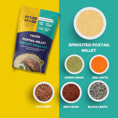 Upside Health Millet Instant Dosa Mix-Sprouted Millet (Pack of 2, 24 Dosas) | Foxtail &amp; Browntop Millet | High Protein Dosa | Instant Dosa | No Salt - No Preservatives (FROM INDIA)SAB - View 4 of 6