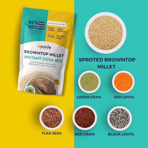 Upside Health Millet Instant Dosa Mix-Sprouted Millet (Pack of 2, 24 Dosas) | Foxtail &amp; Browntop Millet | High Protein Dosa | Instant Dosa | No Salt - No Preservatives (FROM INDIA)SAB - View 5 of 6