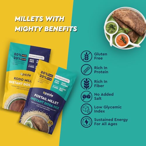 Upside Health Millet Instant Dosa Mix-Sprouted Millet (Pack of 2, 24 Dosas) | Kodo &amp; Foxtail Millet | High Protein Dosa | Instant Dosa | No Salt - No Preservatives (FROM INDIA)SAB - View 2 of 6