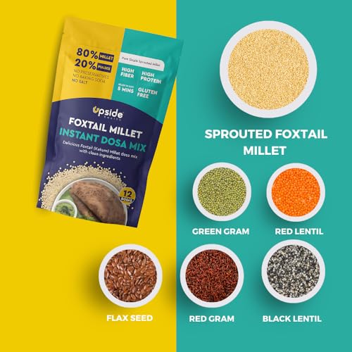 Upside Health Millet Instant Dosa Mix-Sprouted Millet (Pack of 2, 24 Dosas) | Kodo &amp; Foxtail Millet | High Protein Dosa | Instant Dosa | No Salt - No Preservatives (FROM INDIA)SAB - View 5 of 6