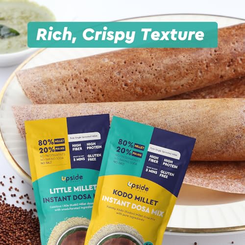 Upside Health Millet Instant Dosa Mix-Sprouted Millet (Pack of 2, 24 Dosas) | Kodo &amp; Little Millet | High Protein Dosa | Instant Dosa | No Salt - No Preservatives (FROM INDIA)SAB - View 6 of 6