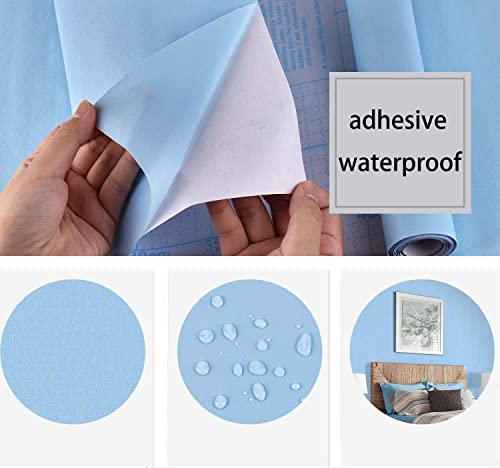 ANNACREATIONS Self Adhesive Green Solid Texture Wallpaper Waterproof Vinyl Stickers PVC Wall Papers (18''inches x 120'' inches) (Sky Blue) - View 4 of 6