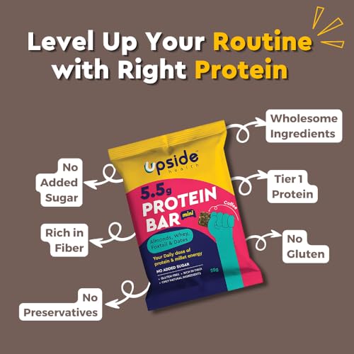 Upside Health Protein Bar Bites (Pack Of 20, 500 Gram) - Coffee Flavor - Almond, Dates, Whey &amp; Foxtail Millets - No Added Sugar - Gluten Free (FROM INDIA)SAB - View 5 of 7