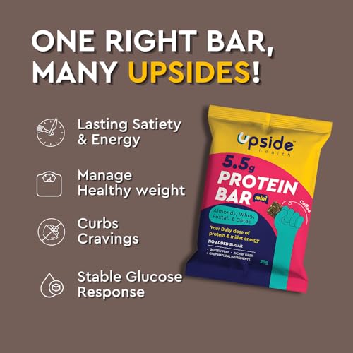 Upside Health Protein Bar Bites (Pack Of 20, 500 Gram) - Coffee Flavor - Almond, Dates, Whey &amp; Foxtail Millets - No Added Sugar - Gluten Free (FROM INDIA)SAB - View 7 of 7