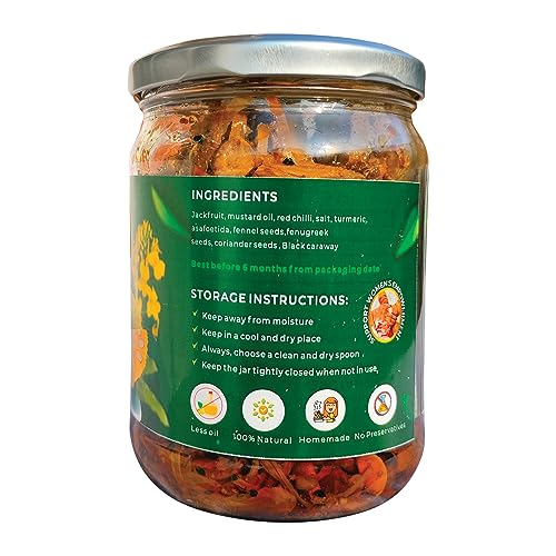 Ojas Nature Kathal Ka Achar,400g | Home Made Jackfruit Pickle, 400 g Glass Jar | Sun-Dried, No Preservatives - View 4 of 4