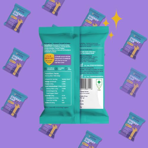 Upside Health Millet Energy Bar Bites (Pack Of 10, 250 Gram) - Almond, Dates, Cranberries &amp; Foxtail - No Added Sugar - Gluten Free - Plant Based Bar For Vegan (FROM INDIA)SAB - View 2 of 7