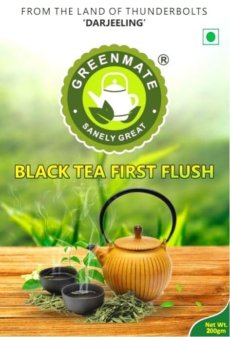 GreenMate Darjeeling First Flush Black Tea Leaves 200gm | 100% Natural Black Tea Leaves | Unflavored First Flush Black Tea | Preservative-Free Tea Leaves | Packed in a convenient Zip Pouch (FROM INDIA)SAB - View 2 of 7