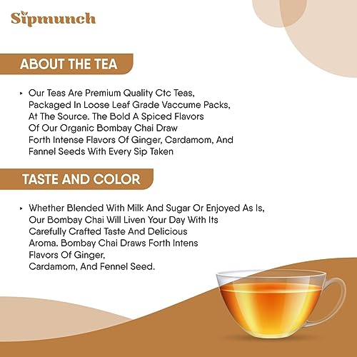 Sipmunch Premium Bombay Cutting Chai (15Gm) &amp; Hibiscus Lemongrass Tea (15Gm) Combo Pack | Premium Grade Hibiscus Flower,Lemon Grass | Premium Assam CTC, Cardamom, Ginger &amp; Fennel Seeds Masala Tea. (FROM INDIA)SAB - View 2 of 5