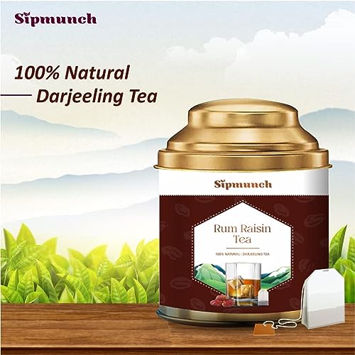 Sipmunch Premium Exotic Rum Raisin Tea with Raisins, Dry Dates &amp; Natural Rum Flavour (Pack Of 2) (Pack Of 32 Tea Bags) (FROM INDIA)SAB - View 2 of 5