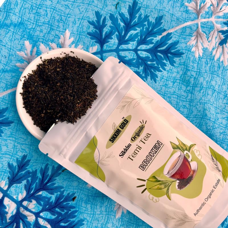 BLACK TEA SIKKIM ORGANIC TEMI TEA LEAF TEA |BROKEN LEAF|100g|Pack of 1| AUTHENTIC BROKEN|TEMI TEA ESTATE |USDA |IMO |ONECERT Certified | VERY GOOD AROMA AND TASTE (FROM INDIA)SAB - View 2 of 7