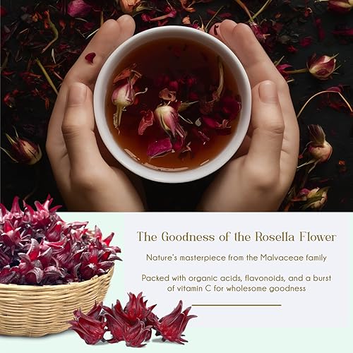 SAGE Premium Roselle Hibiscus Sabdariffa Herbal Tea - Hibiscus Sabdariffa Tea Loose Leaf - Rosella Tea - Made with Natural Dried Hibiscus Flowers - 100 GM (FROM INDIA)SAB - View 3 of 6