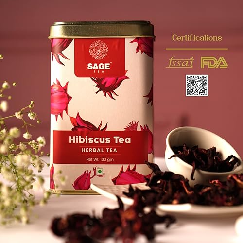 SAGE Premium Roselle Hibiscus Sabdariffa Herbal Tea - Hibiscus Sabdariffa Tea Loose Leaf - Rosella Tea - Made with Natural Dried Hibiscus Flowers - 100 GM (FROM INDIA)SAB - View 4 of 6