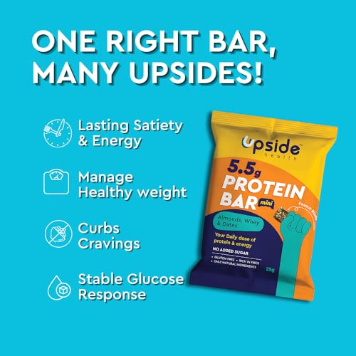 Upside Health Protein Bar Bites (Pack Of 10, 250 Gram) - Peanut Blueberry Flavor - Almond, Dates, Foxtail Millets &amp; Whey - No Added Sugar - Gluten Free (FROM INDIA)SAB - View 7 of 7