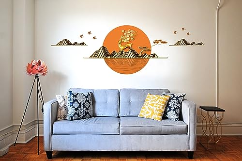 ESP Creation Combo Set of 2 Golden Deer with Birds | Pink Tree with Bird and Nest Wall Decals for Hall, Bedroom &amp; Kitchen(FROM INDIA FAAZ) - View 2 of 4