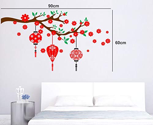 ESP Creation Combo Set of 2 Golden Deer with Birds | Red Flower with Lantern Wall Decals for Hall, Bedroom &amp; Kitchen(FROM INDIA FAAZ) - View 3 of 4