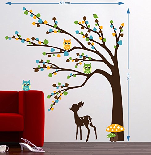 ESP Creation Combo Set of 2 Golden Deer with Birds | Brown Tree Cute Animals Wall Decals for Hall, Bedroom &amp; Kitchen(FROM INDIA FAAZ) - View 3 of 4